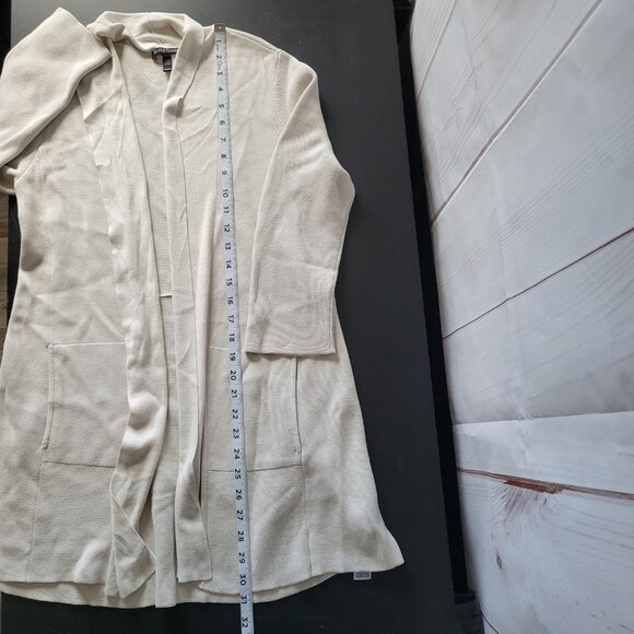 Eileen Fischer Open Front Cardigan, Women’s PS, Cream, Waffle Knit, Silk/Organic - Picture 8 of 8